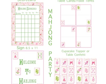 Printable Mahjong Scorecard, Printable Party Mahjongg Night Supplies, Mahj Tile Decor, Mahjongg LeagueGame Night & Tournament Score Sheets