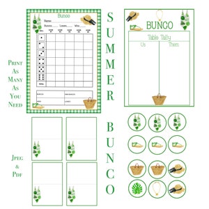 Cartão de pontuação bunco de verão, folha de pontuação, festa bunko, Beach Bunco, tema de verão Bunco, download instantâneo de modelo para impressão, suprimentos para festas Bunco