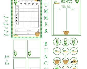 Summer bunco score card, score sheet, bunko party, Beach Bunco, summer theme Bunco, printable template instant download,Bunco Party Supplies
