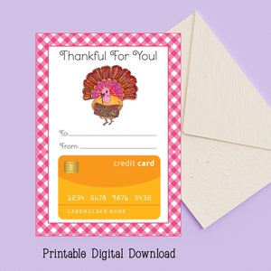Thanksgiving Gift Card Holder, Turkey Gift Card, Printable Thanksgiving Card Template, Hostess Gift Card, Gift Tag, Printable Gift Card