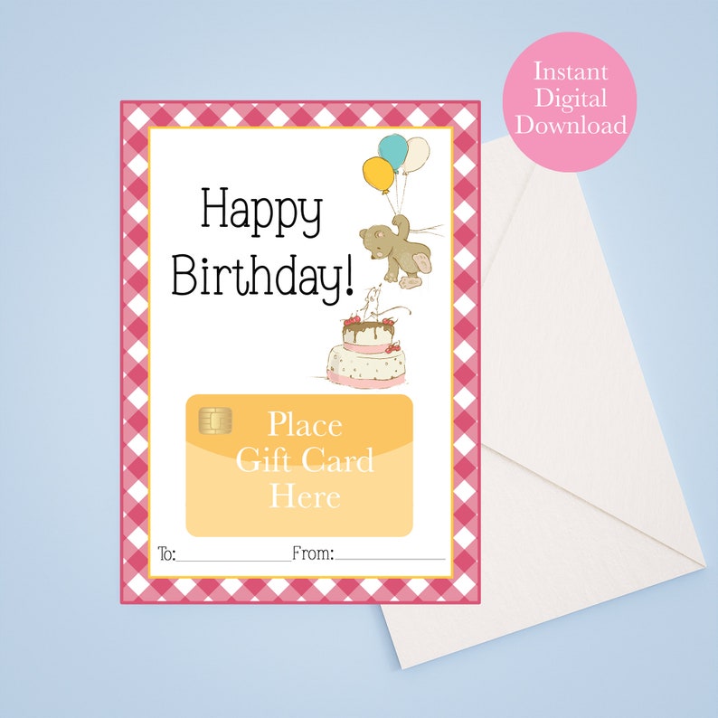 Birthday Gift Card Holder Instant Download Birthday Party Etsy