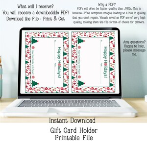 Printable Christmas Gift Card Holder Happy Holidays Card - Etsy