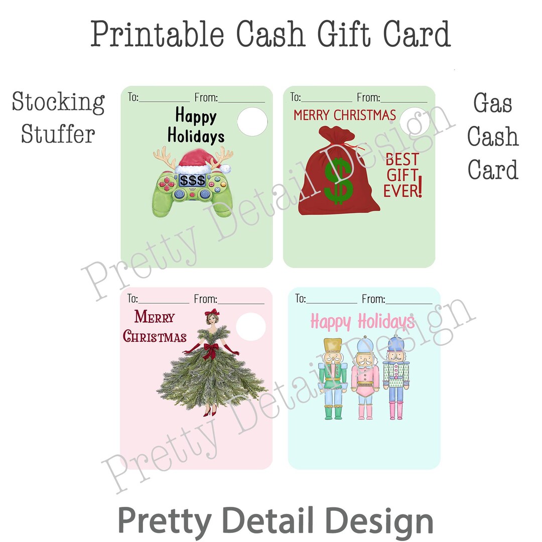 Printable Money Card, Stocking Stuffer, Cash Gift Holder, Kids and Teen ...