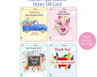 Teacher Printable Money Card, Teacher Money Card Holders, Print Then Cut Lip Balm Money Cards, Teacher Gift Card Holders, Teacher Thank You