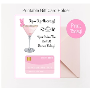 Printable Bunco Gift Card Holder, Bunco Prize, Easter Bunco Winners Gift, Game Prize, Dice Game, Bunco Easter Printable Gift Card, Download