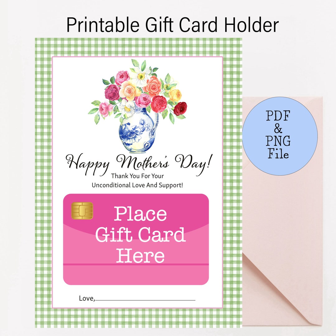 Printable Mothers Day Gift Card Holder, Chinoiserie Gift Card for Mom