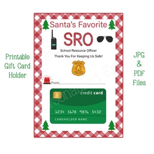 SRO Christmas Gift Card Holder, Resource Officer, Gift For School Resource Officer, SRO School Officer, Police Appreciation Printable Card