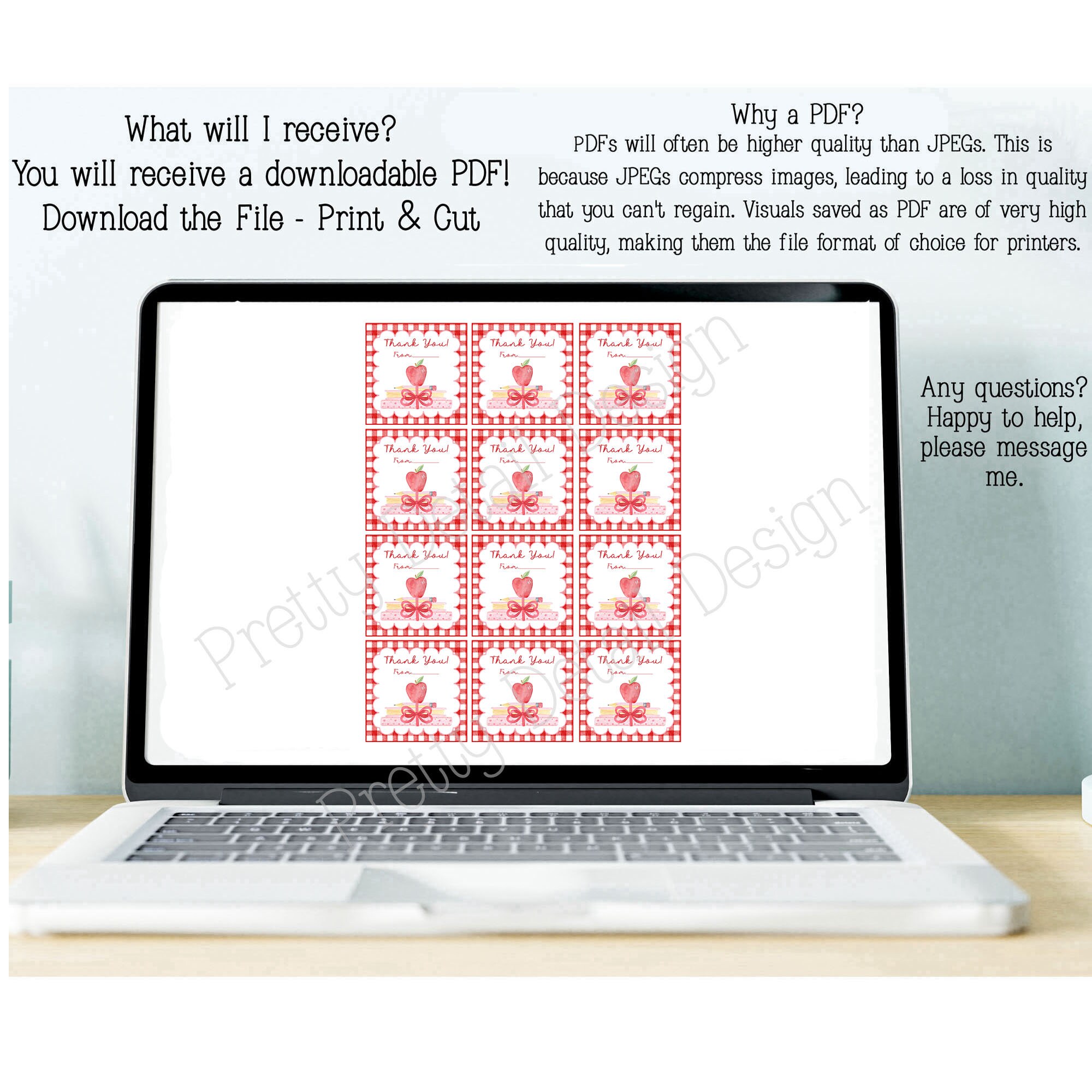 Teacher Appreciation Week Gift Tag, PRINTABLE Teacher Thank You Card ...
