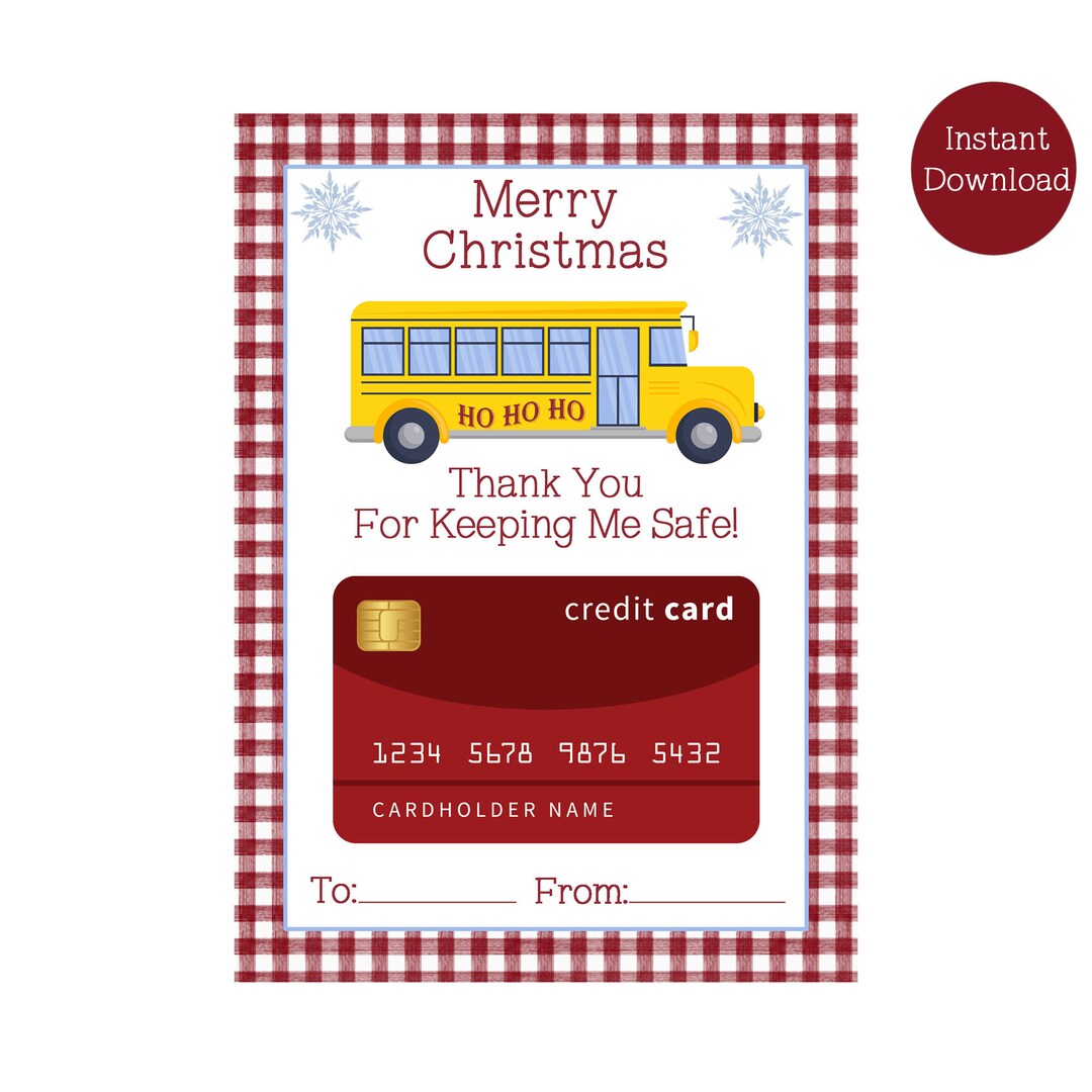 PRINTABLE Bus Driver Christmas Gift Card Holder Gift for Bus - Etsy