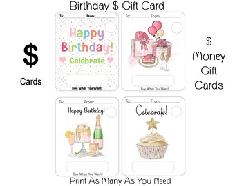Porta carte di denaro stampabile per compleanno, carta regalo, porta soldi, download istantaneo, carta contanti buon compleanno, regalo last minute, regalo di compleanno