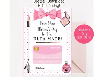 Printable Mothers Day Gift Card Holder, Makeup Gift Card For Mom, Mothers Day Card,Printable Mothers Day Gift Card, Makeup Gift Card For Mom