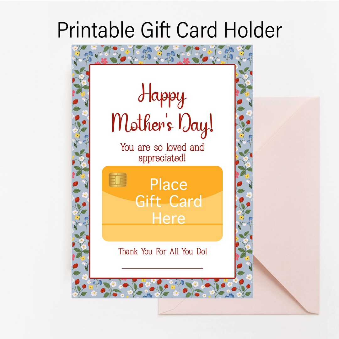 Printable Mother's Day Gift Card Holder, Mother's Day Gift, Floral