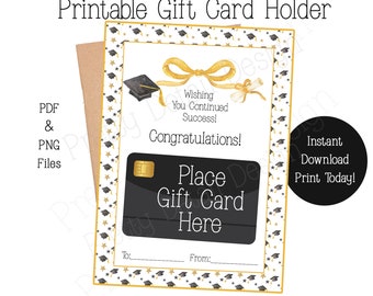 Watercolor Graduation Gift Card Holder, Printable Congratulations Card (PDF & PNG)