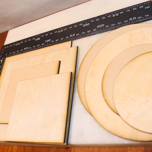 Pak van 10 stuks 100 mm tot 150 mm 3 mm mdf-multiplex ronde en vierkante ambachtelijke vormstukken
