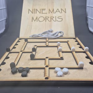 Nine Man Morris, The Mills Game, Cowboy Checkers ,Old Ancient Old Board Game - Laser Cut, Etched and 3D Printed in Australia