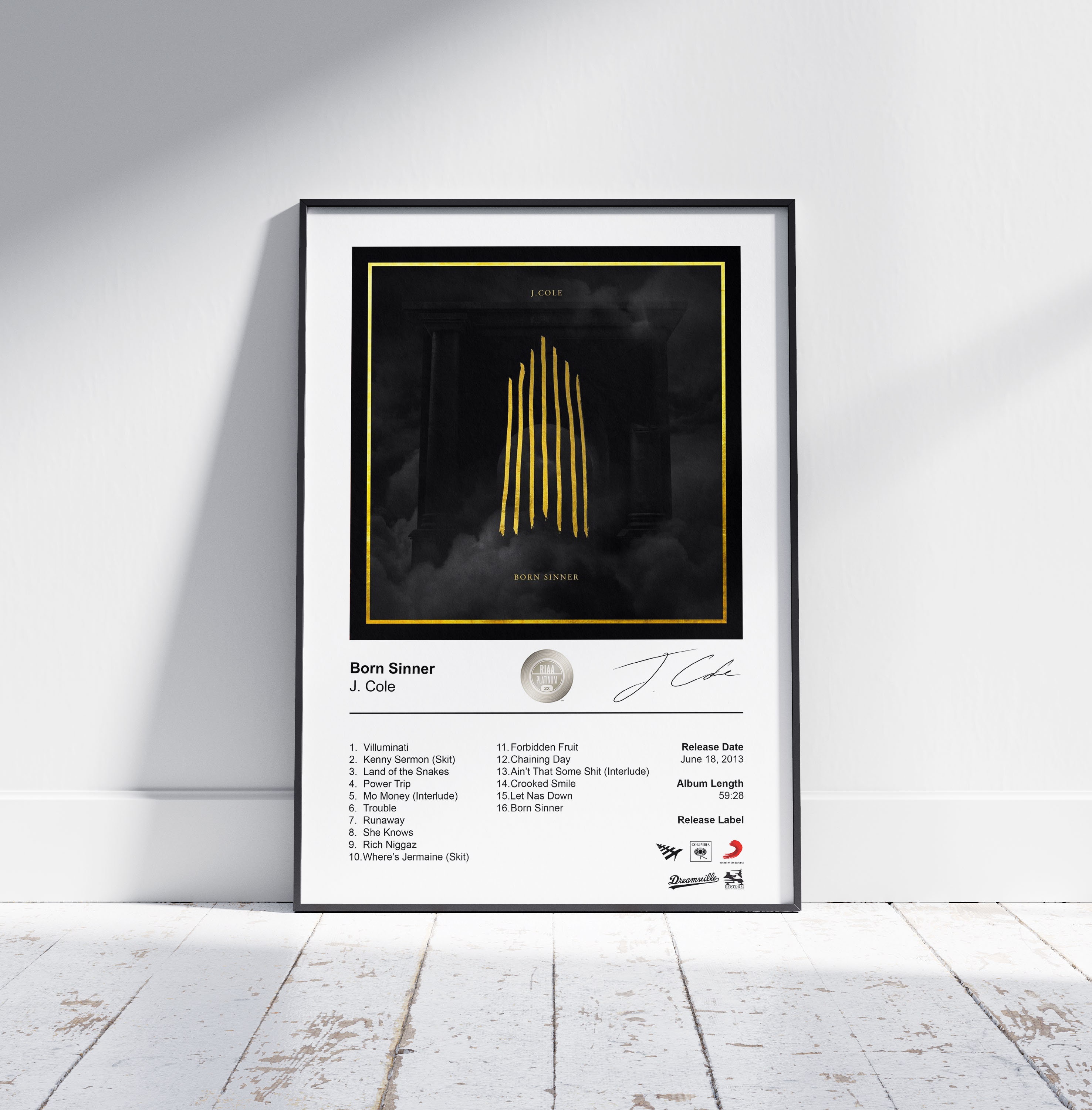J. Cole Poster Born Sinner Album Cover Poster Print J. Etsy UK