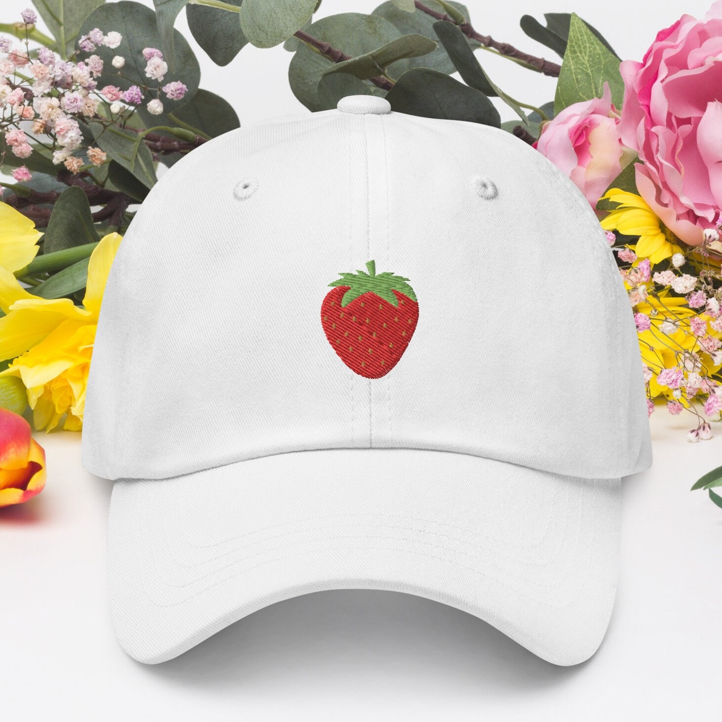 Strawberry Embroidered Baseball Cap