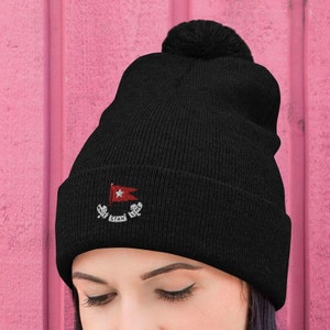 White Star Line Logo Pom-Pom Beanie, Titanic Beanie Hat, Titanic Lover Hat, Titanic Gift, Titanic Birthday Gift, Ocean Liner Hat