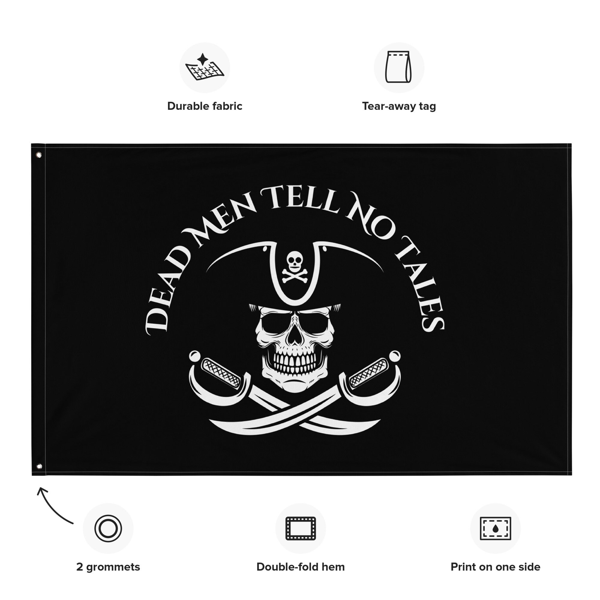 Pirate Eye Patch Jolly Roger 12x18 Double Sided Flag With Grommets R