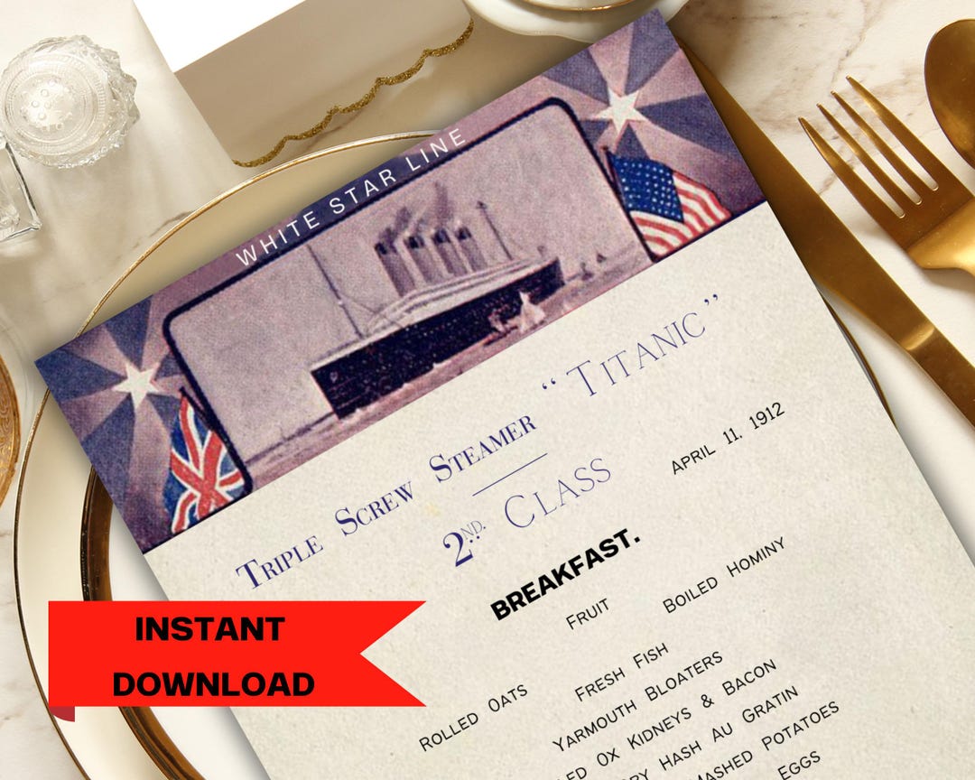 Second Class Titanic Menu Printable Template, Titanic Editable Menu ...