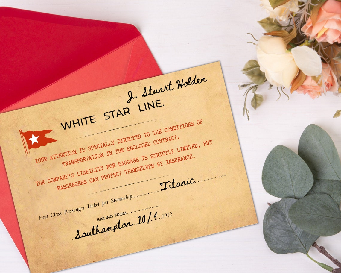Titanic Boarding Pass Printable Template, Editable Wedding Invitation ...