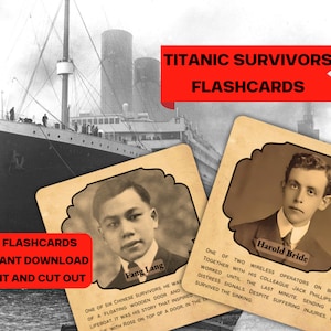 Tarjetas de memoria de supervivientes del Titanic, tarjetas con datos sobre el Titanic, descarga digital de recuerdos del Titanic, decoraciones para cenas del Titanic, regalo para fiesta de cumpleaños