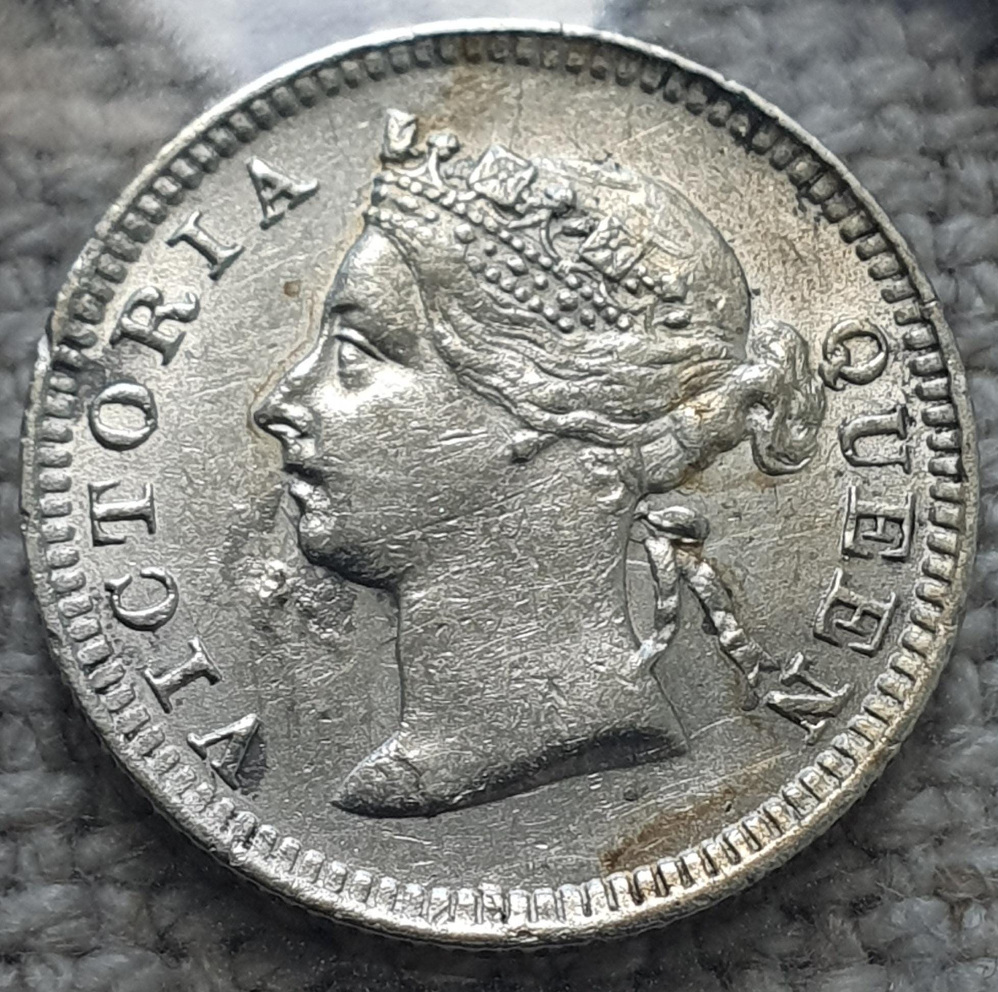 1901年 香港 5セント銀貨 ビクトリア女王　PCGS 認証 1901年香港5セント銀貨.800クイーンビクトリア高品位希少植民地
