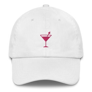 Martini Glass Baseball Cap, Cocktail Glass Embroidered Hat, Ball Cap, Ball Hat, Drinks Glass Print Hat, Dad Hat, Embroidered Hat
