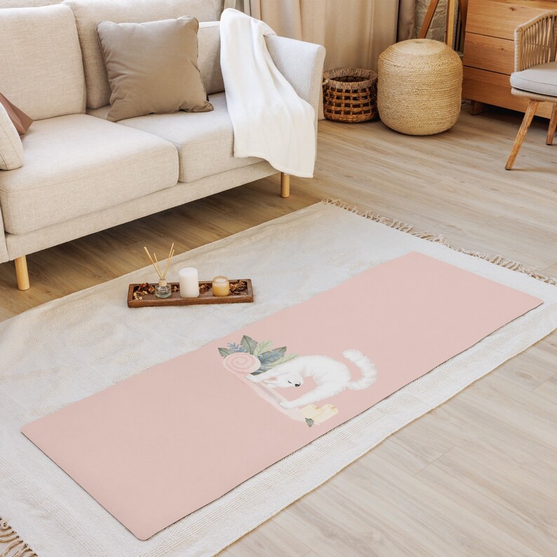 Cat Yoga Mat, Pink Yoga Mat, Cat Lover Gift, Yoga Mat, Yoga Lover Gift
