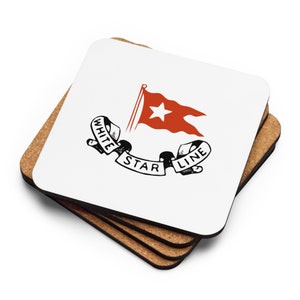 White Star Line Logo Coaster, RMS Titanic Cork-back Coaster, Titanic Coaster, Titanic Gift, Titanic Birthday Party, Titanic Lover Gift