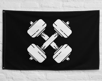 Gym Flag, Home Gym Wall Flag, Skull Weight Training Flag, Workout Motivation Flag, Home Workout Gym Deco, Fitness Studio Wall Decor