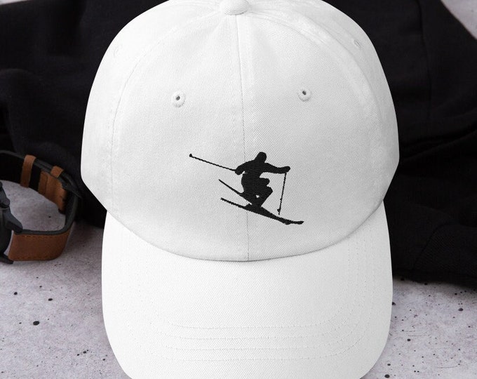 Skiing Hat, Ski Embroidered Hat, Ski Dad Hat, Ski Lover, Winter Hat, Skier Hat, Baseball Cap, Skier, Ski Silhouette, Ski Hat, After Ski Hat