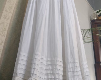 Floor Length Victorian Style Cotton Skirt with Lace Detail