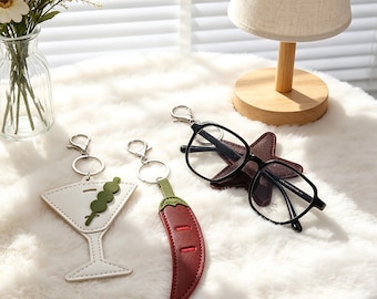 Porte-clés en cuir pour lunettes de soleil, breloque pour sac de rangement pour lunettes, clip anti-perte pour lunettes, pendentif pour accessoire de sac à main, cadeau porte-clés pour sac à dos