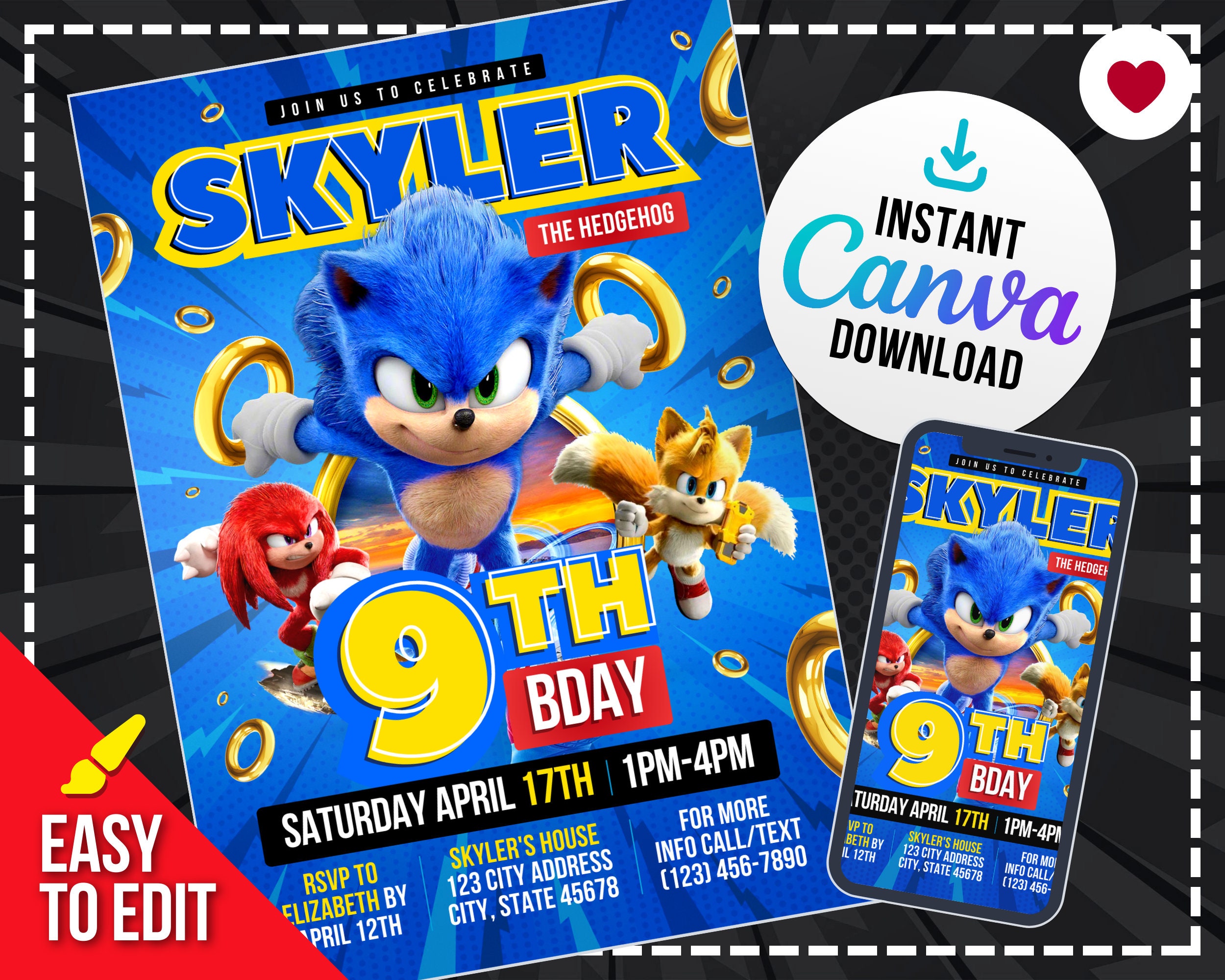 6 Cartes d'invitation Sonic™ : Deguise-toi, achat de