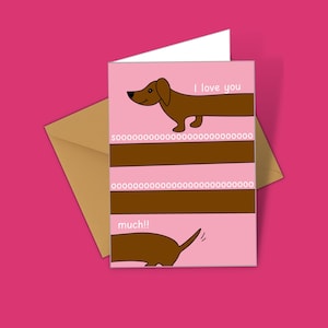 Dachshund Love Card Anniversary Sausage Dog Theme Greeting Card