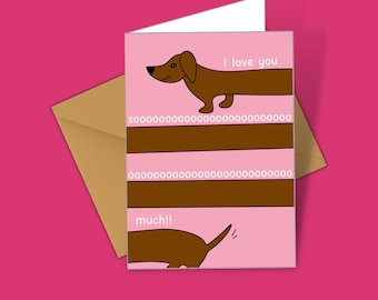 Dachshund Love Card Anniversary Sausage Dog Theme Greeting Card