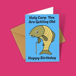 Fishing Themed Greeting Card Funny Joke Old Card Carp Fish Old Man Joke Fisherman