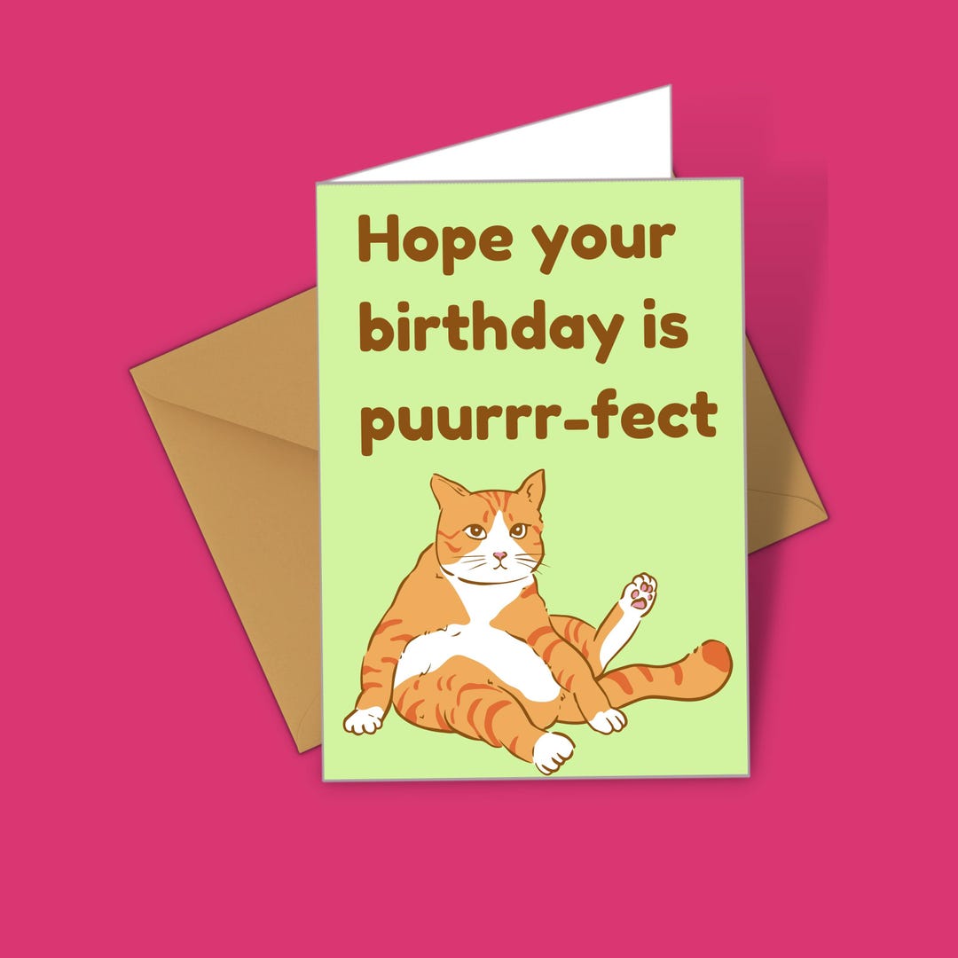 Cat Birthday Card Funny Cat Greeting Card Pur Cat Lover - Etsy