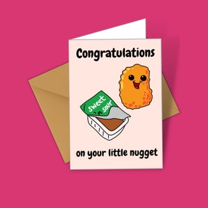 Baby Congratulations Card - New Arrival - Little Nugget - Mcdonalds Themed Baby Shower