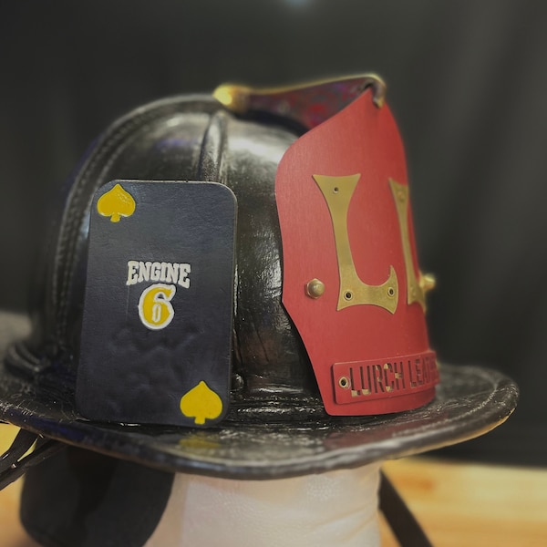 Leather Fire Helmet Card Etsy
