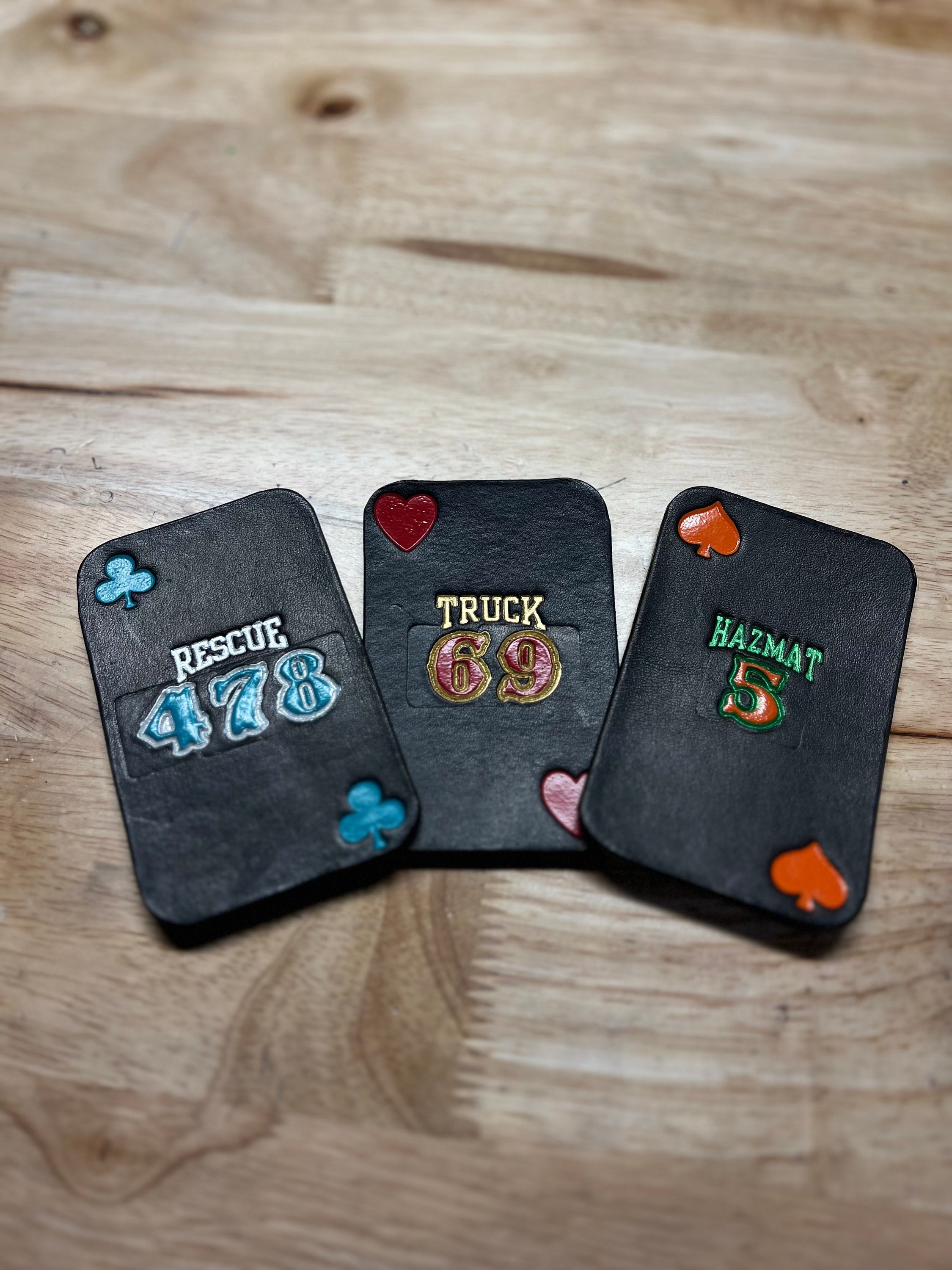 Custom Leather Firefighter Helmet Playing Cards