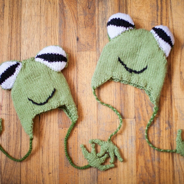 Hyla Frog Hat with Ear-flap frog-legs (Knitting Pattern) - PDF Download