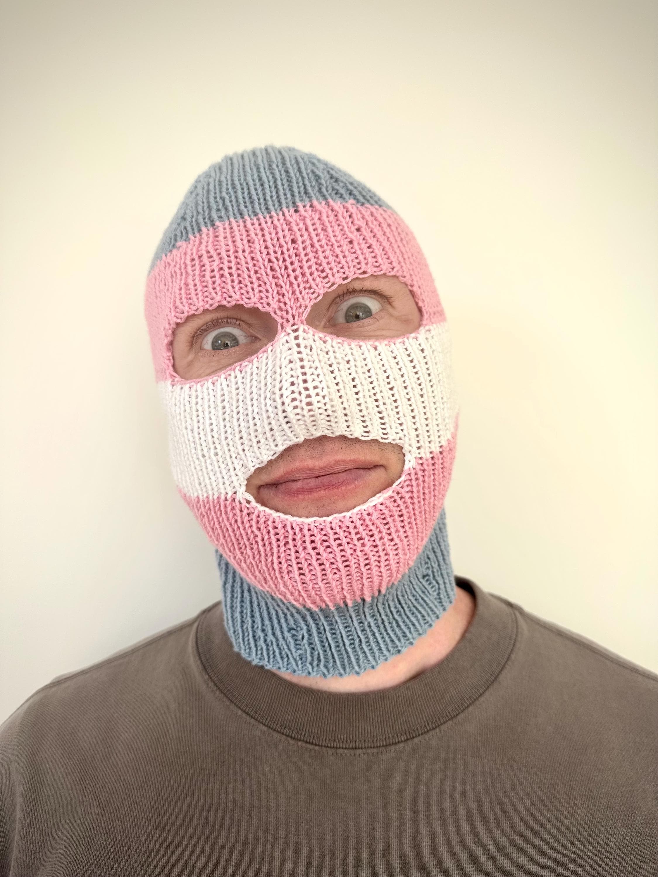 Trans Pride Flag Ski Mask / Balaclava (knitting Pattern) - PDF