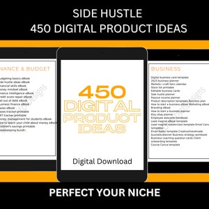 450 Digital Product Ideas To Sell On Etsy // Printables to sell online, passive income, Etsy business ideas, small business ideas