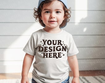Bella Canvas Kids T-Shirt Mockup – Boho Toddler Boy Design (Digital Download)
