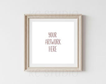 Square Nordic Wood Frame Mockup, Wall Art Mockup (Digital Download)