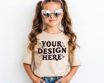 Kids Natural T-Shirt Mockup, Bella Canvas 3001Y (Digital Download)