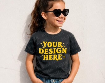 Black Gildan 5000B Youth T-Shirt Mockup (Digital Download)