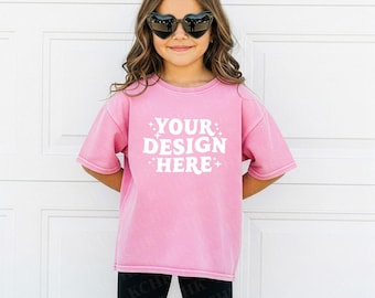 Maqueta de camiseta Youth Comfort Colors 9018 Faded Peony (Descarga digital)